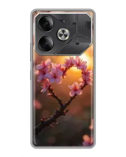 Чехол для Nothing Phone (4a) Pro с картинкой «Розовый цвет сердце на фоне заката»