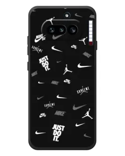 Чехол для Nothing Phone (4a) с картинкой «Nike Black Pattern» Чехол для Nothing Phone (4a) с картинкой «Nike Black Pattern»