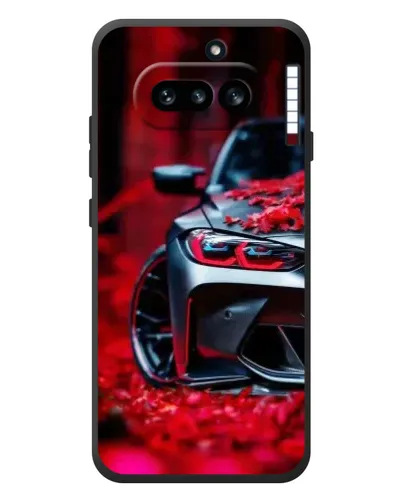 Чехол для Nothing Phone (4a) с картинкой «Спортивная BMW и цветы» Чехол для Nothing Phone (4a) с картинкой «Спортивная BMW и цветы»