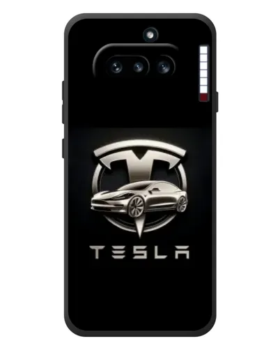 Чехол для Nothing Phone (4a) с картинкой «Tesla — серебристое авто» Чехол для Nothing Phone (4a) с картинкой «Tesla — серебристое авто»