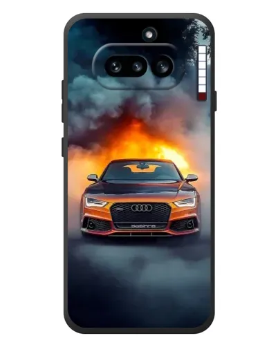 Чехол для Nothing Phone (4a) с картинкой «Audi в огненном дыму»