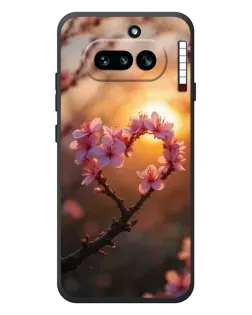 Чехол для Nothing Phone (4a) с картинкой «Розовый цвет сердце на фоне заката»