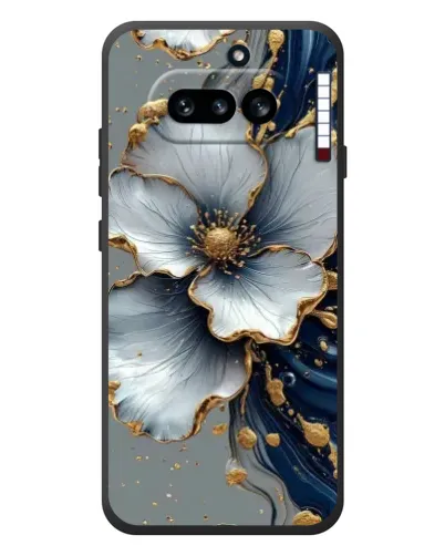 Чехол для Nothing Phone (4a) с картинкой «Белый цветок и золотой флюид» Чехол для Nothing Phone (4a) с картинкой «Белый цветок и золотой флюид»