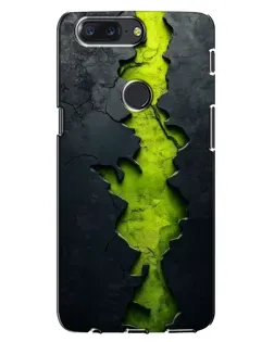 Чехол для OnePlus 5T с картинкой «Салатовый разлом скалы»