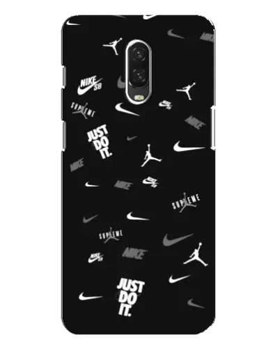 Чехол для OnePlus 6T с картинкой «Nike Black Pattern»