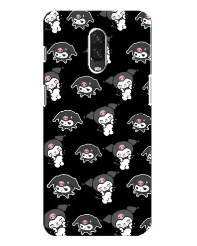 Чехол для OnePlus 6T с картинкой «Черный паттерн Kuromi»
