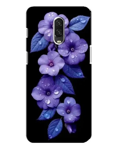Чохол для OnePlus 6T з картинкою «Фіолетові квіти з росою»