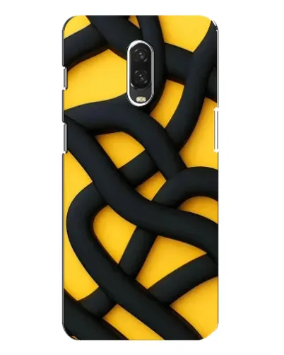 Чохол для OnePlus 6T з картинкою «Чорне жовте переплетення»