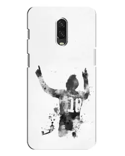Чохол для OnePlus 6T з картинкою «Чорно-білий силует Мессі»
