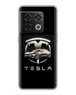 Чохол для OnePlus 10 Pro з картинкою «Tesla — срібне авто»
