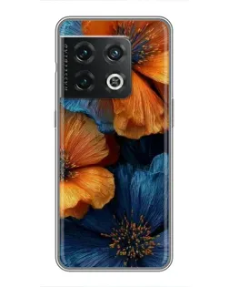 Чехол для OnePlus 10 Pro с картинкой «Яркая сине-оранжевая флора»