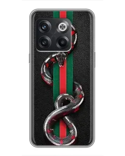 Чехол для OnePlus 10T с картинкой «Gucci — змея на полосе»