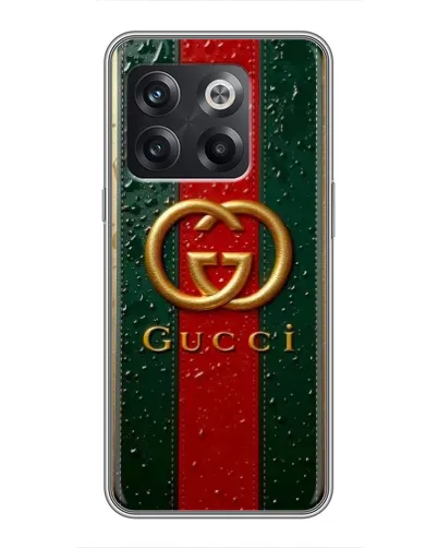 Чехол для OnePlus 10T с картинкой «Gucci — фирменная полоса и золото» Чехол для OnePlus 10T с картинкой «Gucci — фирменная полоса и золото»