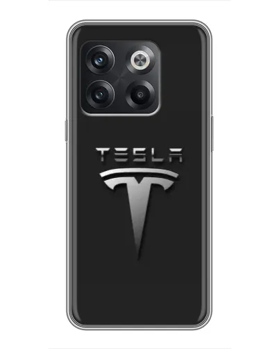 Чохол для OnePlus 10T з картинкою «Сталевий логотип Tesla»
