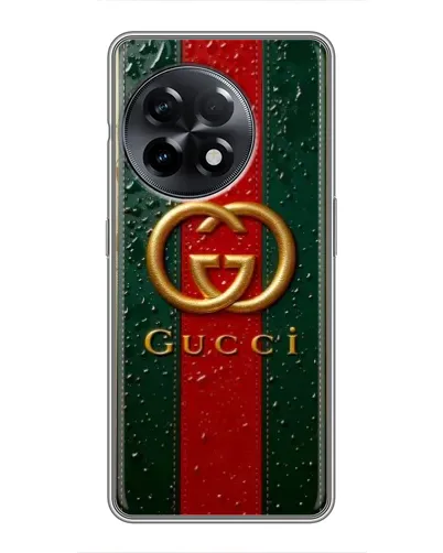 Чехол для OnePlus 11 с картинкой «Gucci — фирменная полоса и золото» Чехол для OnePlus 11 с картинкой «Gucci — фирменная полоса и золото»