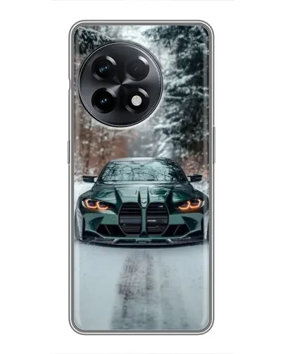 Чехол для OnePlus 11 с картинкой «BMW в зимнем лесу»