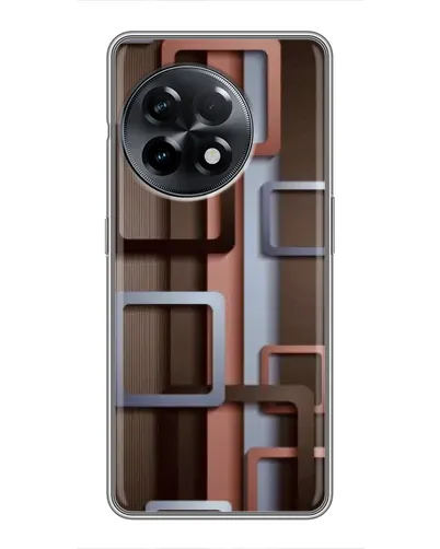 Чохол для OnePlus 11 з картинкою «Коричневі об'ємні квадрати»