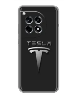 Чехол для OnePlus 12 Pro с картинкой «Стальной логотип Tesla»