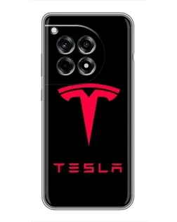 Чехол для OnePlus 12 Pro с картинкой «Tesla Red Logo»
