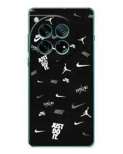 Чехол для OnePlus 12 с картинкой «Nike Black Pattern»