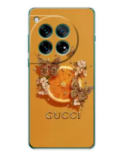Чехол для OnePlus 12 с картинкой «Gucci — золотые бабочки»