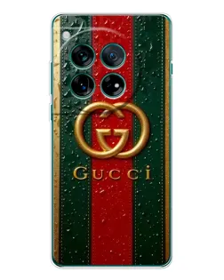 Чехол для OnePlus 12 с картинкой «Gucci — фирменная полоса и золото»