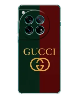 Чехол для OnePlus 12 с картинкой «Gucci — темно-зеленый градиент»