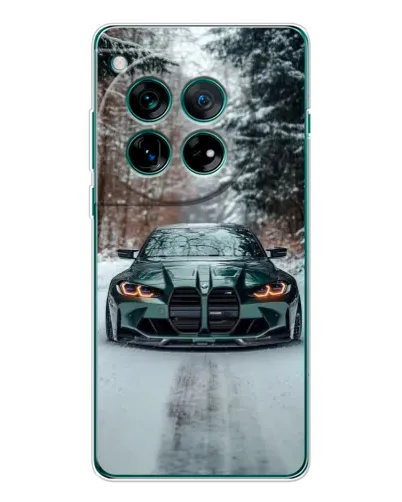 Чехол для OnePlus 12 с картинкой «BMW в зимнем лесу»