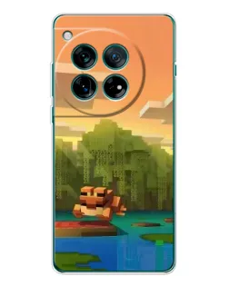 Чехол для OnePlus 12 с картинкой «Майнкрафт закат солнца»