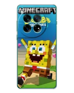Чехол для OnePlus 12 с картинкой «Губка Боб Minecraft»