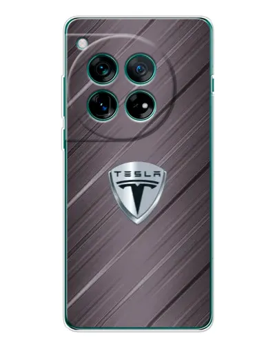 Чехол для OnePlus 12 с картинкой «Металлическая текстура Tesla»