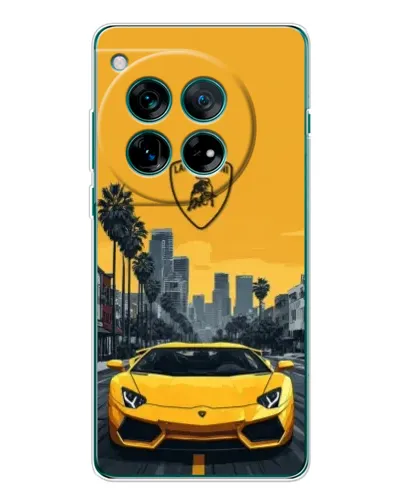 Чехол для OnePlus 12 с картинкой «Желтый Lamborghini город»
