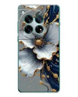 Чохол для OnePlus 12 з картинкою «Біла квітка та золотий флюїд»