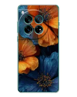 Чохол для OnePlus 12 з картинкою «Яскрава синьо-помаранчева флора»