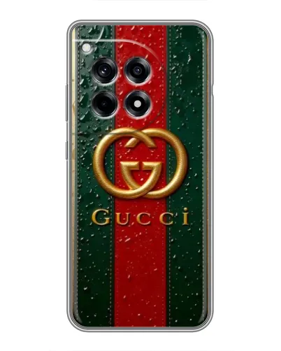 Чехол для OnePlus 12R с картинкой «Gucci — фирменная полоса и золото» Чехол для OnePlus 12R с картинкой «Gucci — фирменная полоса и золото»