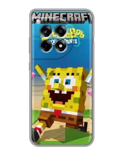 Чехол для OnePlus 12R с картинкой «Губка Боб Minecraft» Чехол для OnePlus 12R с картинкой «Губка Боб Minecraft»