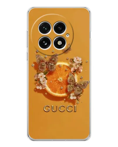 Чехол для OnePlus 13 с картинкой «Gucci — золотые бабочки» Чехол для OnePlus 13 с картинкой «Gucci — золотые бабочки»