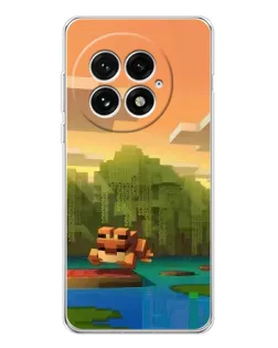 Чехол для OnePlus 13 с картинкой «Майнкрафт закат солнца»