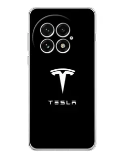Чехол для OnePlus 13 с картинкой «Tesla White Logo»