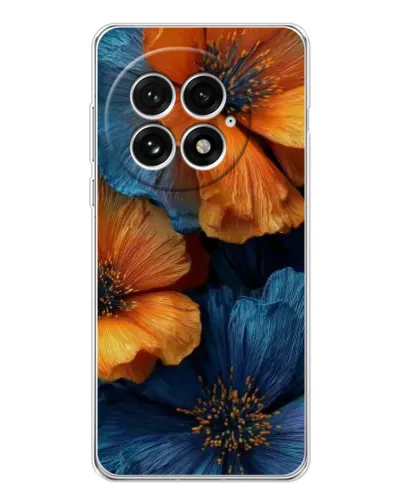 Чехол для OnePlus 13 с картинкой «Яркая сине-оранжевая флора» Чехол для OnePlus 13 с картинкой «Яркая сине-оранжевая флора»