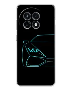 Чохол для OnePlus 13R з картинкою «Блакитний силует Lamborghini»