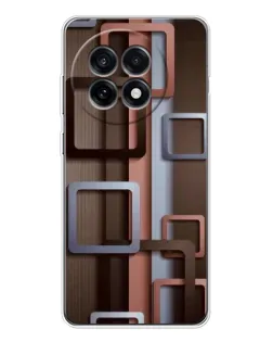 Чохол для OnePlus 13R з картинкою «Коричневі об'ємні квадрати»