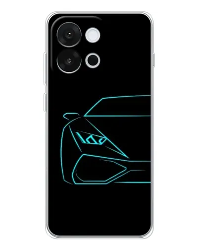 Чохол для OnePlus 13T з картинкою «Блакитний силует Lamborghini»