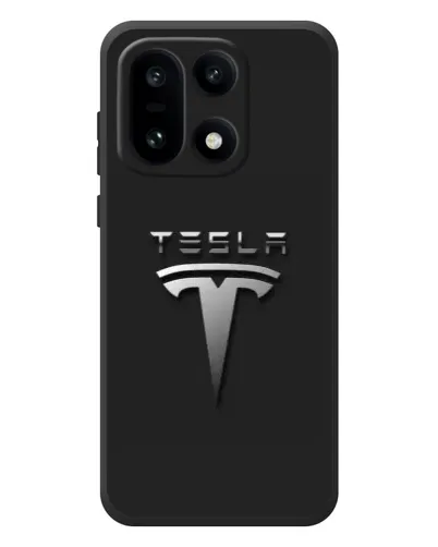 Чехол для OnePlus 15 с картинкой «Стальной логотип Tesla»