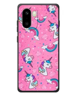 Чехол для OnePlus 15R с картинкой «Unicorn паттерн розовый»
