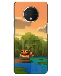 Чехол для OnePlus 7T с картинкой «Майнкрафт закат солнца»