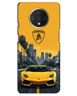 Чехол для OnePlus 7T с картинкой «Желтый Lamborghini город»