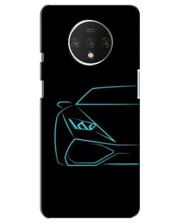 Чехол для OnePlus 7T с картинкой «Голубой силуэт Lamborghini»