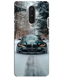 Чехол для OnePlus 8 с картинкой «BMW в зимнем лесу»