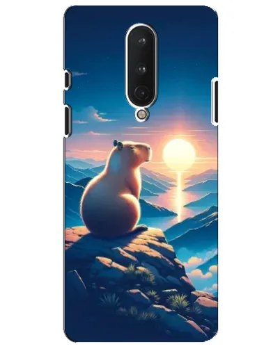 Чехол для OnePlus 8 с картинкой «Закат солнца с капибарой»